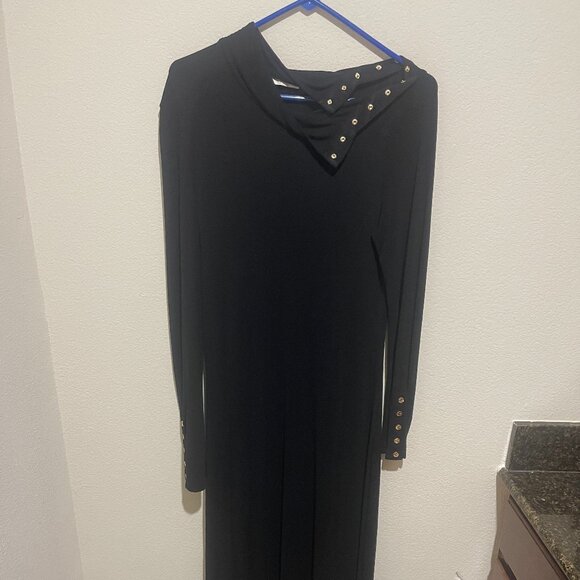 Tory Burch JERSEY TURTLENECK MIDI DRESS BLACK size 12 - Picture 1 of 7